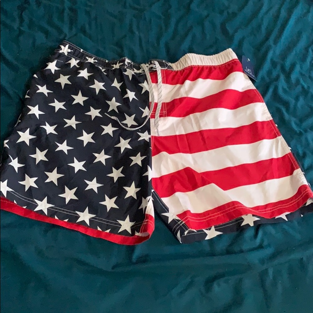 American flag swim trunks